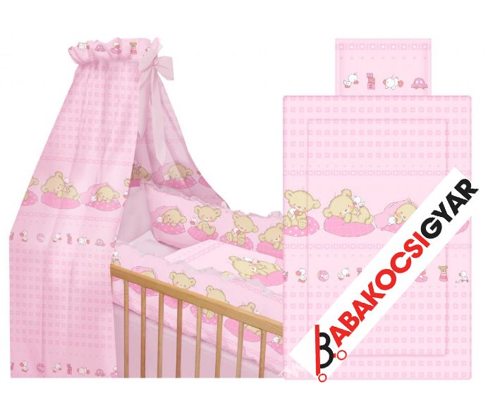 Bertoni 6 részes mintás ágyneműgarnitúra 360 fokos rácsvédővel Macis pink Bertoni 6 részes mintás ágyneműgarnitúra 360 fokos rácsvédővel Macis pink