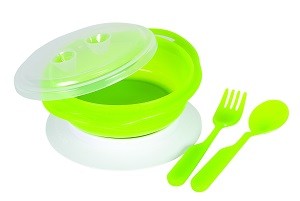 Baby Bruin Tapadókorongos színváltós tányér evőeszközökkel + Ajándék Baby Bruin Tapadókorongos színváltós tányér evőeszközökkel + Ajándék