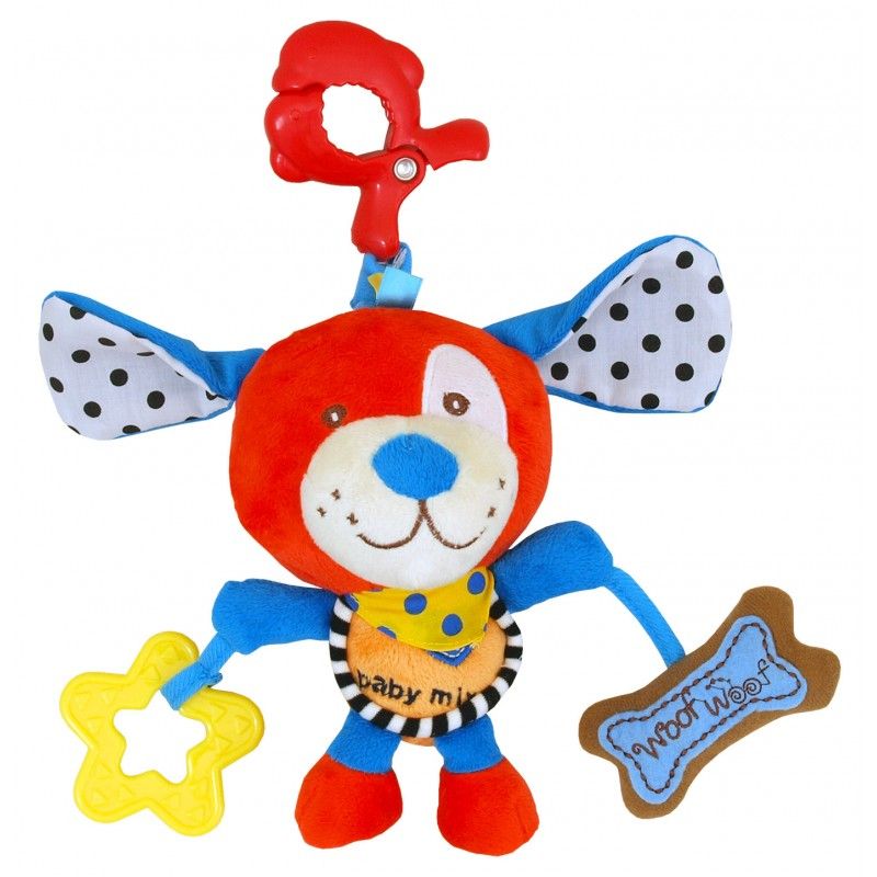 Baby Mix kutyás csíptethető játék rágókával Baby Mix kutyás csíptethető játék rágókával