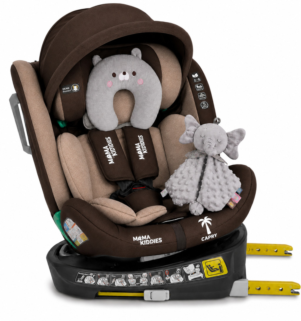 Mama Kiddies® iSize Capry biztonsági autósülés bézs/barna színben