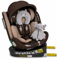   ISOFIX-es 360°-ban forgatható Mama Kiddies iSize Capry biztonsági autósülés (40 -150 cm) bézs/barna színben + Ajándék