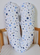   Pille szoptatós baba-mama párna - csillagos mintával fehér színben