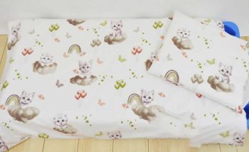 Ovis ágynemű garnitúra - Cicás, szivárványos mintával