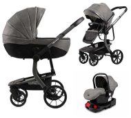   Mama Kiddies® Icon 4az1-ben multifunkciós babakocsi kiegészítőkkel szürke színben ISOFIX talppal + Ajándék