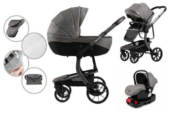 Mama Kiddies Icon 4az1-ben multifunkciós babakocsi kiegészítőkkel szürke színben ISOFIX talppal + Ajándék