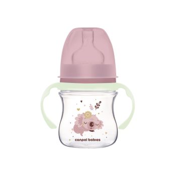 Canpol babies Anti-kólikás cumisüveg világító fogantyúval EasyStart SLEEPY KOALA 120ml pink