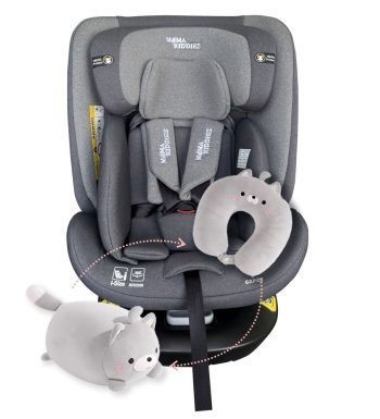 ISOFIX-es 360°-ban forgatható Mama Kiddies iSize Capry biztonsági autósülés (40 -150 cm) szürke színben + Ajándék