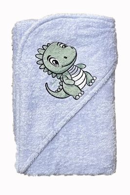 Fürdőlepedő kapucnis 75x90 cm - kék dínó Fürdőlepedő kapucnis 75x90 cm - kék dínó