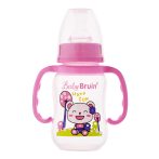   1 db 125 ml-es BPA-mentes Baby Bruin polipropilén fogantyús cumisüveg + Ajándék - pink színben