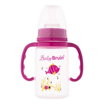 1 db Baby Bruin fogantyús cumisüveg 120 ml + Ajándék - rózsaszín