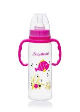   1 db Baby Bruin fogantyús cumisüveg 240 ml + Ajándék - rózsaszín