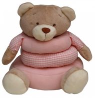 Baby Bruin plüss gyűrűs maci 17 cm - rózsaszín