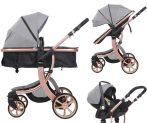   Mama Kiddies® Sun Grey ELITE 3az1-ben multifunkciós babakocsi kiegészítőkkel világosszürke színben + Ajándék