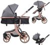 Mama Kiddies® Sun Grey ELITE 3az1-ben multifunkciós babakocsi kiegészítőkkel szürke színben + Ajándék Mama Kiddies® Sun Grey ELITE 3az1-ben multifunkciós babakocsi kiegészítőkkel szürke színben + Ajándék