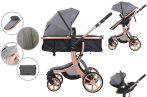   Mama Kiddies Sun Grey ELITE 3az1-ben babakocsi kiegészítőkkel szürke színben + Ajándék