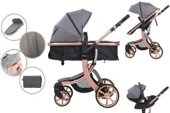 Mama Kiddies Sun Grey ELITE 3az1-ben babakocsi kiegészítőkkel szürke színben + Ajándék
