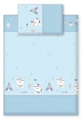 Mama Kiddies Baby Bear 2 részes ovis ágyneműhuzat Indián mintával világoskék színben