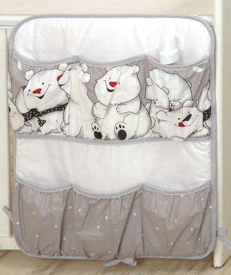 Mama Kiddies Baby Bear zsebes tároló szürke színben jegesmaci mintával