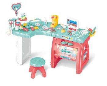 Mama Kiddies 27 részes full extrás orvosi asztal székkel és rengeteg extrával pink-kék színben