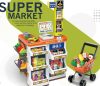 Mama Kiddies 60 részes 82 cm magas Luxury játék szupermarket kiegészítőkkel kék színben