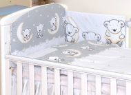   Mama Kiddies Baby Bear 5 részes babaágynemű 180°-os rácsvédővel szürke macis mintával