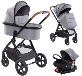 Mama Kiddies® PRIMO 4az1-ben multifunkciós babakocsi szürke színben + Ajándék