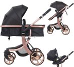   Mama Kiddies® Sun Black ELITE 3az1-ben multifunkciós babakocsi kiegészítőkkel fekete színben + Ajándék