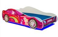   Mama Kiddies 140x70-es gyerekágy autós dizájnnal - Princess Rainbow mintával - matraccal