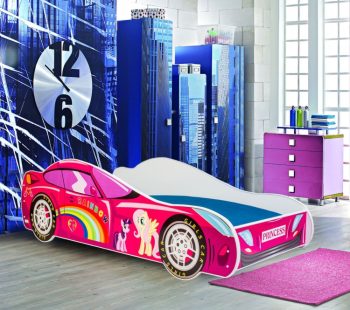 Mama Kiddies 160x80-as gyerekágy autós dizájnnal - Princess Rainbow mintával - matraccal