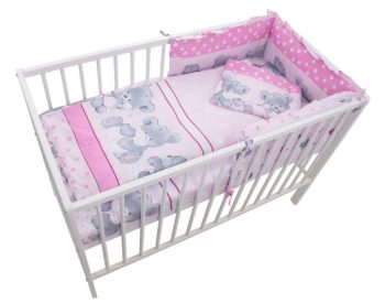 Mama Kiddies Sofie Dreams 4 részes babaágynemű 180°-os rácsvédővel pink színben - Teddy Hug