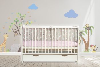Mama Kiddies Sofie Dreams 5 részes babaágynemű 360°-os rácsvédővel Dancing Bunny szürke színben