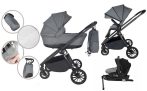   Mama Kiddies Unique 4az1-ben multifunkciós babakocsi kiegészítőkkel graphite színben ISOFIX talppal + Ajándék