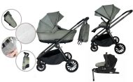   Mama Kiddies Unique 4az1-ben multifunkciós babakocsi kiegészítőkkel zöld színben ISOFIX talppal + Ajándék