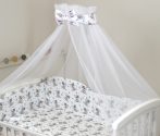  Mama Kiddies Baby Bear 6 részes babaágynemű 180°-os rácsvédővel szürke macis mintával