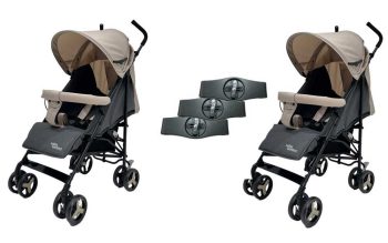 Mama Kiddies® Vento sport ikerbabakocsi bézs/szürke színben + Ajándék esővédők Mama Kiddies® Vento sport ikerbabakocsi bézs/szürke színben + Ajándék esővédők