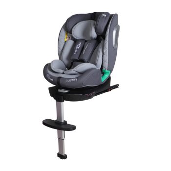 ISOFIX-es 360°- ban forgatható Mama Kiddies iSize Journey Extra biztonsági autósülés (40–150 cm) szürke színben támasztólábbal ajándék napvédővel és lábtartóval