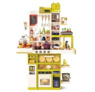   Mama Kiddies Interaktív "Spraying Kitchen" Játékkonyha – 121 darabos készlet,103 cm magas fény- és hangeffektekkel sárgászöld színben