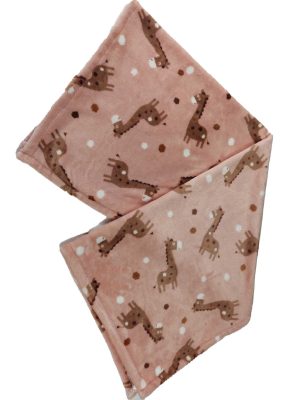 Plüss babatakaró 75x100 cm - pink zsiráf mintával