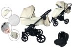   Mama Kiddies Luna 3az1-ben babakocsi kiegészítőkkel (bézs ökobőr) + ajándékok