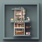   63 cm magas Modern Kitchen babakonyha szett 38 kiegészítővel oliva színben