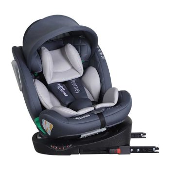 ISOFIX-es 360° -ban forgatható Mama Kiddies iSize Journey biztonsági autósülés (40–150 cm) szürke színben ajándék napvédővel