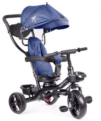 BOXING DAY - Fix Lite 3in1 tricikli szülőkormánnyal és lábtartóval kék színben (360°-ban forgatható ülés)