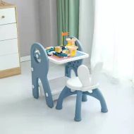   Mama Kiddies Funny többfunkciós játékasztal kék színben ajándék játékkészlettel és filctollakkal