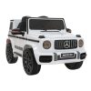 Mercedes G63 elektromos terepjáró dupla motorral fehér színben szülői távirányítóval ekobőr üléssel