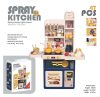 Mama Kiddies 47 részes 88 cm magas Spray Kitchen babakonyha szett kék színben