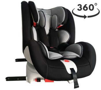 ISOFIX-es 360°-ban forgatható Mama Kiddies Rotary biztonsági autósülés (0-36 kg) fekete-szürke színben + ajándék