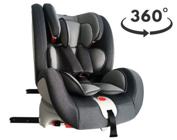 ISOFIX-es 360°-ban forgatható Mama Kiddies Rotary biztonsági autósülés (0-36 kg) szürke színben + ajándék
