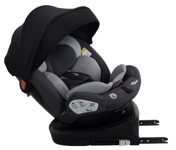 ISOFIX-es 360°-ban forgatható Mama Kiddies Turbo Wings biztonsági autósülés (40 - 150 cm) szürke színben + ajándék gerinctámasszal és napvédővel