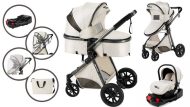   Mama Kiddies Charlie PRO 4az1-ben babakocsi kiegészítőkkel krém színben ISOFIX talppal + ajándék