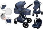   Mama Kiddies Charlie PRO 3az1-ben babakocsi kiegészítőkkel kék színben + ajándék